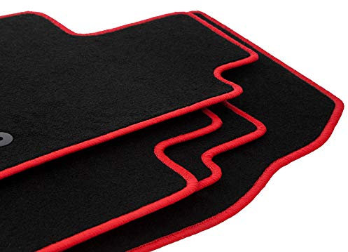 Wielganizator Velours Fußmatten 4-TLG Set passend für Opel Insignia B (2017-) | Qualität: LUX – Maßgenau & rutschfest – Schwarz/Rot
