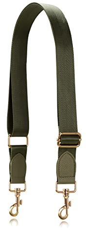 Allzedream Taschengurt Crossbody Bag Damen Breiter Gurt Zum Wechseln Einstellbar Umhängetasche (Olivgrün Gold Leder)