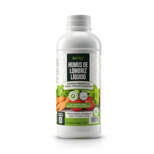 Humus de Lombriz Líquido 1L - Fertilizante Universal Muy Concentrado 5ml/L | con +50% de Materia Orgánica, Abono Líquido para Plantas, Regenerador del Suelo, 100% Puro y Orgánico, Sin Residuo