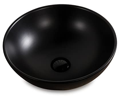STILFORM Aufsatzwaschbecken Keramik Schwarz Matt 40 cm – rund, ohne Hahnloch, luxuriöses Design für modernes & exklusives Bad