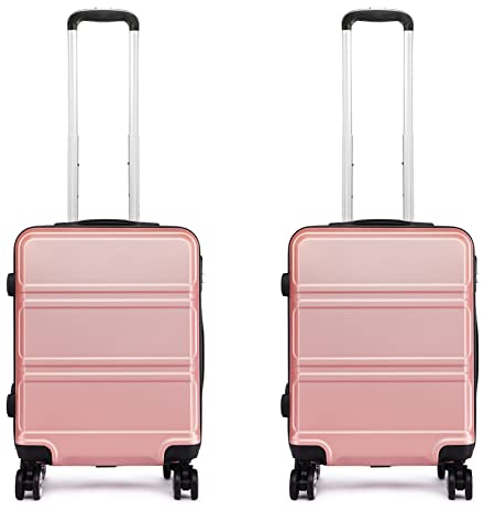 KONO Kofferset 2 Teilig Handgepäck Koffer Trolleys Gepäcksets Leicht Hartschalenkoffer Reisekoffer mit 4 Rollen und TSA Schloss, 55x40x22cm, Zwillingsrollen Rollkoffer (Rosegold, 2er M)