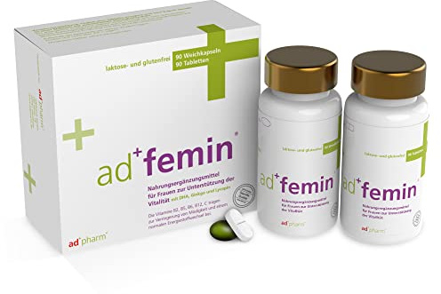 adfemin Vitamine & Mineralien Quartalspackung für Frauen ab 40 - Unterstützung für Vitalität, Hormonbalance und Immunsystem, mit Algen-DHA, Ginkgo Biloba, Lycopin, 180 Stück