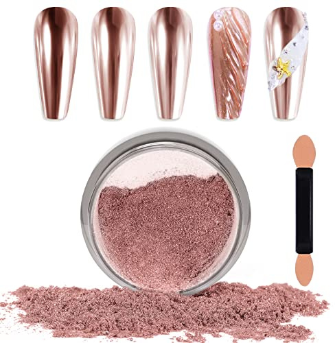 Laza Chrome Nagel Pulver Spiegel Effekt Metallic Staub Holographische Glitter Glasierte Maniküre Dekoration Reflektierendes Pigment für DIY Gel Polish Nail Art, Harz Handwerk, Geschenke für Rose Gold