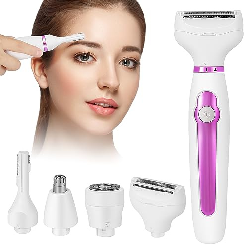 Rasoir électrique pour femme, rasoir électrique 4 en 1 pour femme, indolore humide et sèche, tondeuse à cheveux pubienne rechargeable pour le corps, les aisselles, le visage, les sourcils