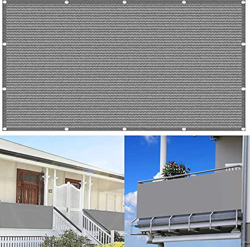 YUANZHI Balkonsichtschutz Balkonverkleidung 65 x 650 cm 185g/㎡ HDPE,UV-Schutz Balkonsichtschutz für Balkon Garten mit Ösen und Kabelbinder für Garten, Balkon Terrasse, Grau