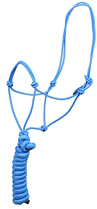 SIE Halfter für Pferde mit 2,4 m Führstrick 4 Knoten Pferdehalfter (blau)