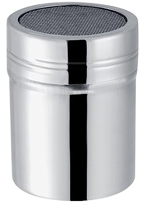 Powdered Chocolate Icing Sugar Shaker Duster Stainless Steel Flour Shaker Container with Lid Cocoa Powder Shaker Sifter (S)