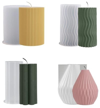 4 Stück Kerzenform Silikon, 3D Kerze Silikonform Kerzengießformen DIY Kerzen Silikonform Kerzen,Duftkerzen Handarbeit,Kerzen Selber Machen Formen Silikon