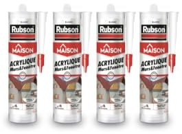 Rubson - Mastic Maison Acrylique Murs et Fenêtres (cartouche de 280 ml) – Mastic acrylique blanc pour intérieur et extérieur – Comble fissure, joint porte et fenêtre (Lot de 4)