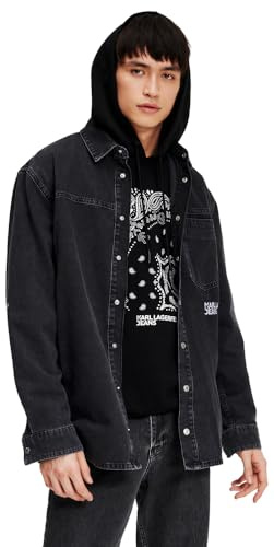 Karl Lagerfeld Jeans, Herr, Vanlig Jeansskjorta, Vanlig Fit, Grå, S