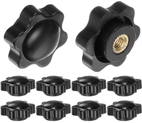 QUARKZMAN 10 Stück Sterngriffmutter M5 x 25mm Flügelmuttern mit Gewinde, Rändelmutter Handgriff Klemmmutter 25mm Spannknopf für Industrie Werkzeugmaschinen Geräte Fitnessgeräte, Schwarz