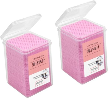 Angoily Klebstoffreinigungspad für Wimpernverlängerung 400 Stück Rosa Reinigungstücher mit Entfernungswerkzeug für Wimperntransplantationen