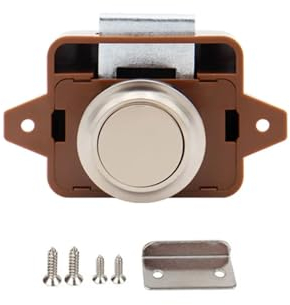 Briefkastenschloss Knopf Camper Auto Push Lock Durchmesser 20/26 mm RV Wohnwagen Boot Reiseanhänger Schubladenriegel Schlüsselloses Schrankschloss Möbelbeschläge(Color:Large-Brown Nickel)