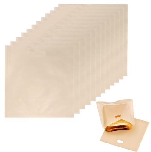 12 Pack Toaster Bags, Reusable Non-Stick Toaster Sandwich Bags, Washable Bread Snack Pizza Toaster Bags, BPA Free Toaster Bags, Microwave, Oven Safe