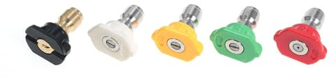 Mulcort Lot de 5 embouts de buse de pulvérisation pour nettoyeur haute pression jusqu'à 4000 psi Raccord rapide 1/4