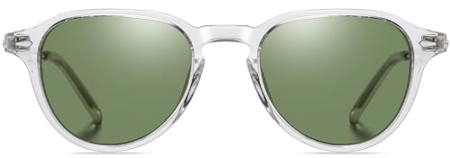 DUCO Runde klassische polarisierte Sonnenbrille für Männer Frauen Vintage Eyewear Acetat Rahmen UV400 Linse 2352