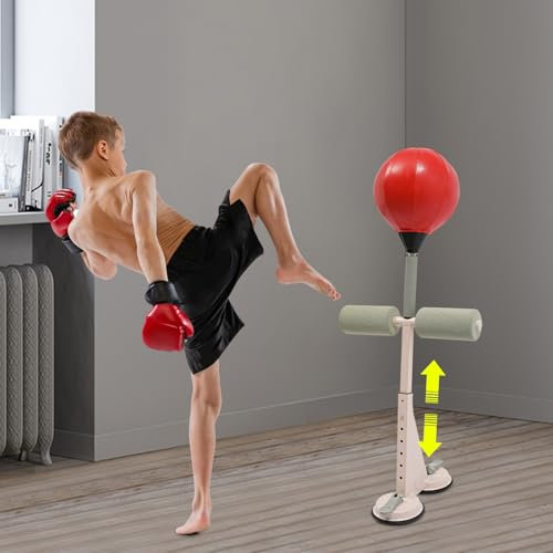 WSIKGHU Rot Boxsack mit Ständer, Boxsack für Kinder & Erwachsene, Höhenverstellbar Standboxball