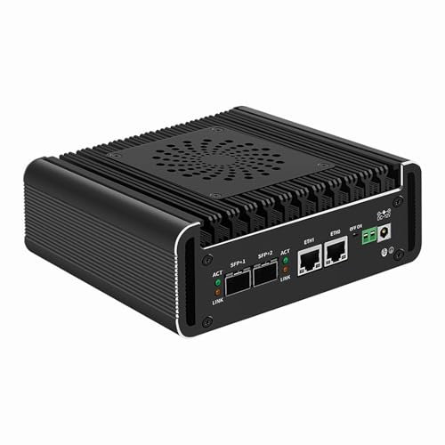 FakestarPC Pare – Mikro-Feuerstelle – Haushaltsgerät Core N150,4 LAN Firewall Mini PC, 2 x 10 g SFP + 2 x 2 x 226 – V 2,5 G RJ45 LAN, 2 x ddr5,2 x nvme, 5 x USB, Typ – C, 2 x HDMI, Industrie-PC