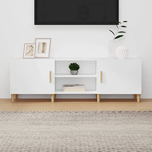 CINDERFUL TV-Schrank Weiß 150x30x50 cm Holzwerkstoff,Weißer TVSchrank mit Stauraum für Wohnzimmer und Schlafzimmer TV-Möbel, TV-Bänke