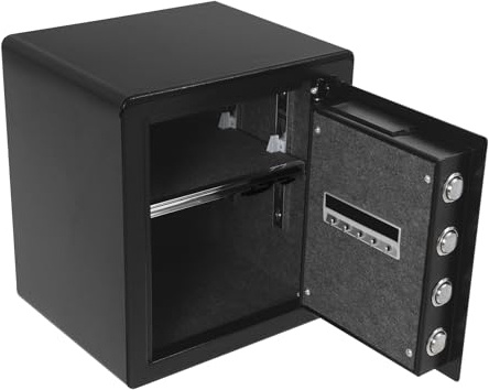 Caja fuerte electrónica negra para muebles con cerradura de combinación, caja fuerte de pared digital, caja fuerte para el hogar y la oficina, 36 x 30 x 40 cm