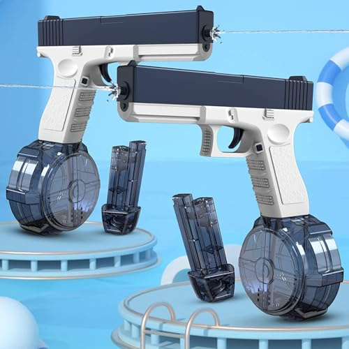 Pistole ad Acqua elettrica (2PCS), Caproka Pistola acqua elettrica, Water Gun Automatico 58CC + 434CC, Giocattolo Blaster per Bambini e Adulti, Giocattoli da gioco per tiro in piscina