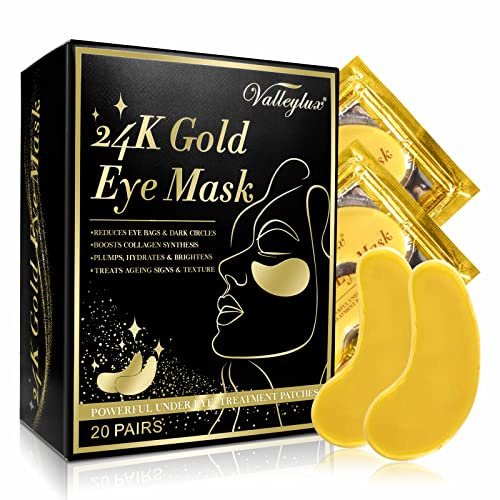 Maschera Occhi all'Oro 24K, 20 Paia - Maschere Gel al Collagene - Confezione Prova Unisex per Occhi Gonfi, Borse Sotto gli Occhi, Occhiaie & Rughe