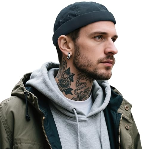 Clakllie Schnelltrocknend Docker Cap Sommer Cap Ohne Schirm Adjustable Hafenmütze Brimless Hat Rolled Cuff Harbour Hat Bikermütze Quick Dry Seemannsmütze