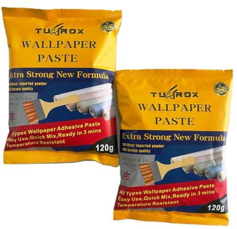 TUFROX All‑Purpose Wallpaper Paste 360g Sachet – Extra Strong Adhesive, Mixes in 20 Seconds, Hangs up to 18 Rolls, Long‑Lasting German Formula, Temperature Resistant, Original UK Product