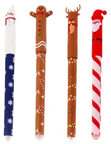 4 PCS Gelschreiber Weihnachten, Radierbarer Kugelschreiber, Weihnachtsstifte 2026, Erase Gelschreiber Radierbar, Radierbare Stifte Weihnachten, Kawaii Schreibwaren für Kinder Studenten Schule Büro