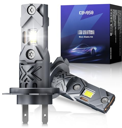 KOYOSO LED H7 100W 22000LM Bombilla H7 LED 6500K, 1:1 Tamaño de Halógena Mini Bombillas LEDS, Plug and Play, Pack de 2