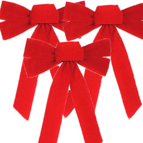 SongBuydn Geschenkschleife, 3 Große Schleifen 24cm x 33cm, Rote Schleife für Geschenkverpackung, Hochzeitsdekoration, Geburtstagsfeier, Weihnachtsbaumdekoration, Gartendekoration