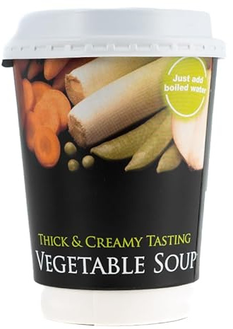 KSV DRINKS FOR YOUR WORKPLACE Thick & Creamy VEGETABLE Cup Soup, 10 Disposable Cups, 12oz Single Serve Portions, Instant Powder Form, International Cuisine, Ambient Temperature