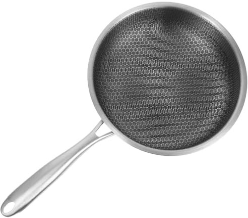 Veemoon Padella in Acciaio Inox con Fondo Nido d Ape Padella Antiaderente per Uova e Bistecche Distribuzione Uniforme del Calore Resistente e Versatile per Cucina Indoor e Outdoor