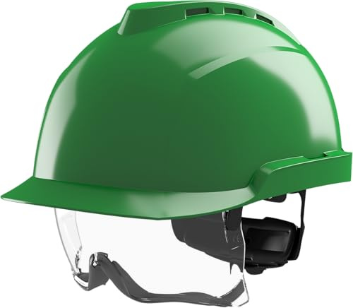 MSA V-Gard 930 Bauhelm - Schutzhelm mit Belüftung & Visier für Baustelle & Industrie - Helm nach DIN EN 397 für die Arbeit