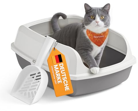 Feandrea Vassoio Lettiera per Gatti con Bordi Alti, XL, Aperto con Paletta, per Gattini e Gatti Grandi, Bianco Nuvola PPT009W101