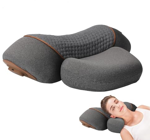 3 in 1 Neck Massager Oreiller,Masseur Dos et Cervicales Oreiller avec Vibration et Traction,pour maison et bureau Soulager Les Douleurs Des Tissus Profonds (Noir)