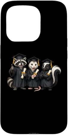 Hülle für iPhone 15 Pro Cute Raccoon Possum Skunk Graduation
