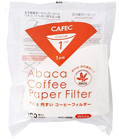 CAFEC - Paquete de 100 filtros de café desechables universales estilo cono V60 01 de 1 a 2 tazas para verter sobre goteo