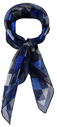 TigerTie Damen Chiffon Nickituch Halstuch in blau marine grau royal kariert - Größe 58 x 58 cm