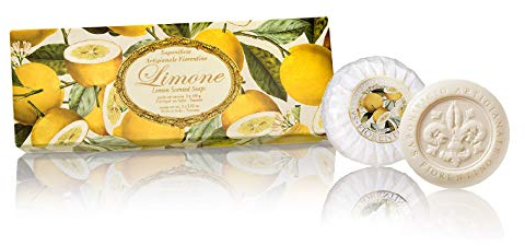Zitronenseife, Geschenkbox, 3 Pillen à 100 g, italienische handwerkliche Seife Fiorentino