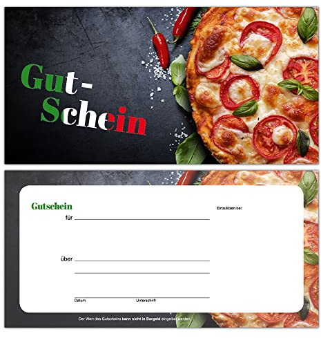 25 Pizza Pasta Gutscheine Gutscheinkarten Geschenkgutscheine – edel neutral taliener, Ristorante, Pizzeria, Gastronomie, Restaurant, Bar und Imbiss Pasta Italien