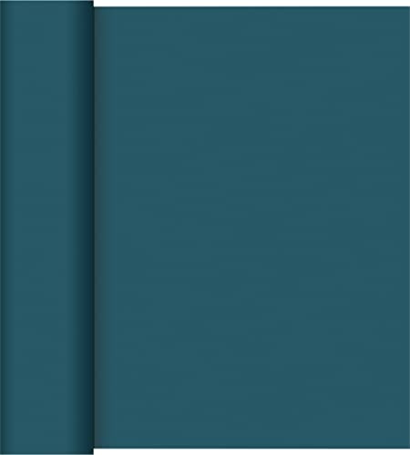 Duni Dunicel Tischläufer Tête-à-Tête Ocean Teal 0,40x24 m, Tete a Tete Petrol mit 20 perforierten Abschnitten à 1,20 m lang und 0,40 cm breit