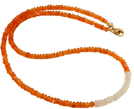 Karneol Kette mit Opal,edelsteinkette,facettiert,Collier,Halskette,Orange,Damen