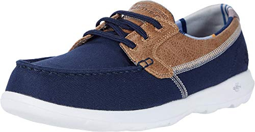 Skechers dam Go Walk Lite-136070 båtsko, Marinblå textil trim, 39 EU