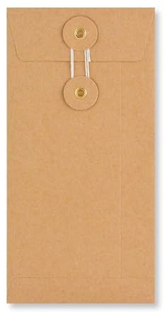 Natürlich verpacken Umschlag DL, 110 x 220 mm, Braun, Bindfadenverschluss, Kraftpapier, Versandtasche - 10er Pack