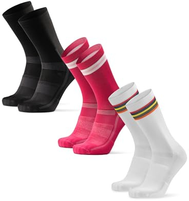 DANISH ENDURANCE Performance Crew Cycling Socks, Cushioned Road Cycling Socks, Breathable & Quick Dry, for Men & Women, Unisex, 3 or 5 Pack