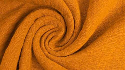 Musselin Stoff Meterware Uni Einfarbig - 1 Meter, Musselinstoff, Baumwollkrepp, Double Gauze, Babykleidung, Kuscheltücher, Stoffwindel, Dekoration (Ocker)