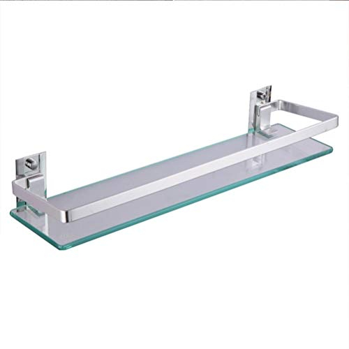 MXXHFC Edelstahl-Regal, Duschkorb, gehärtetes Glas, wasserdicht, Badezimmermontage, Aufbewahrungsbecken, Einzelregal für Schlafsaal, Hotel, 30 cm (60 cm)