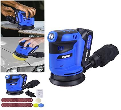 Lijadora excéntrica a batería Multilijadora, 21V, 190W, disco Ø 125 mm, diámetro de pista aleatoria: 2,8 mm, carrera de lijado por minuto: 14000/19000/22000 rpm, lijadora orbital a batería