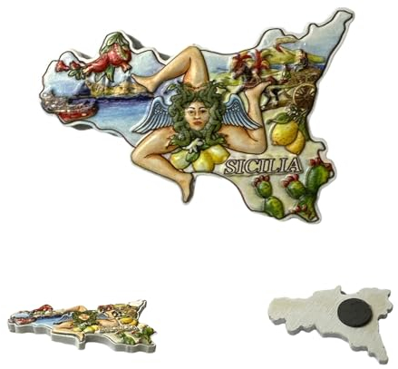 Magnete Decorativo Siciliano, Souvenir, Idea regalo, da Collezione, x Casa_Cucina e Ufficio, Decorazione, x Frigorifero e/o Lavagne (Sìcilia)